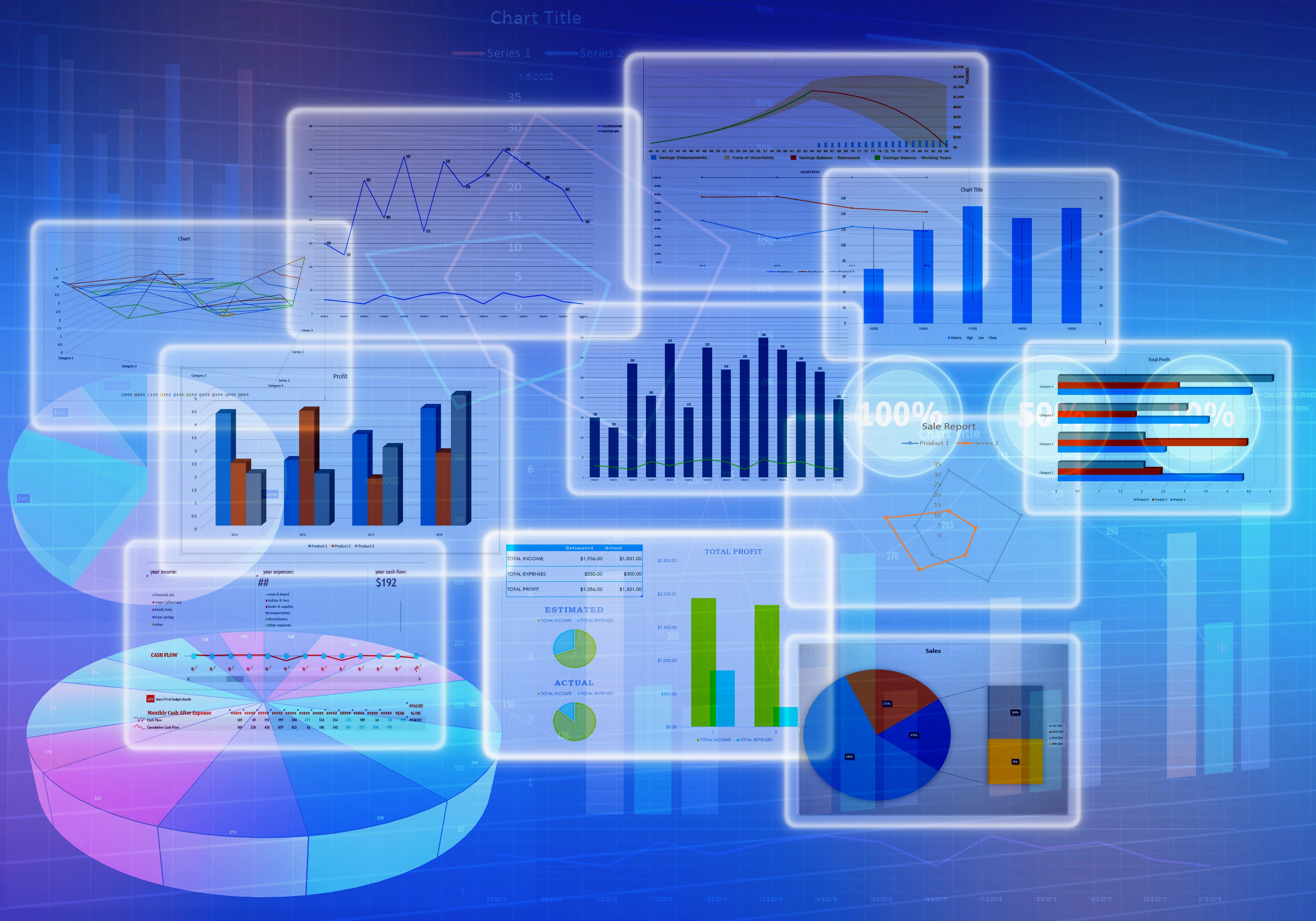 Chart Diagrams, Business With Financial Symbols