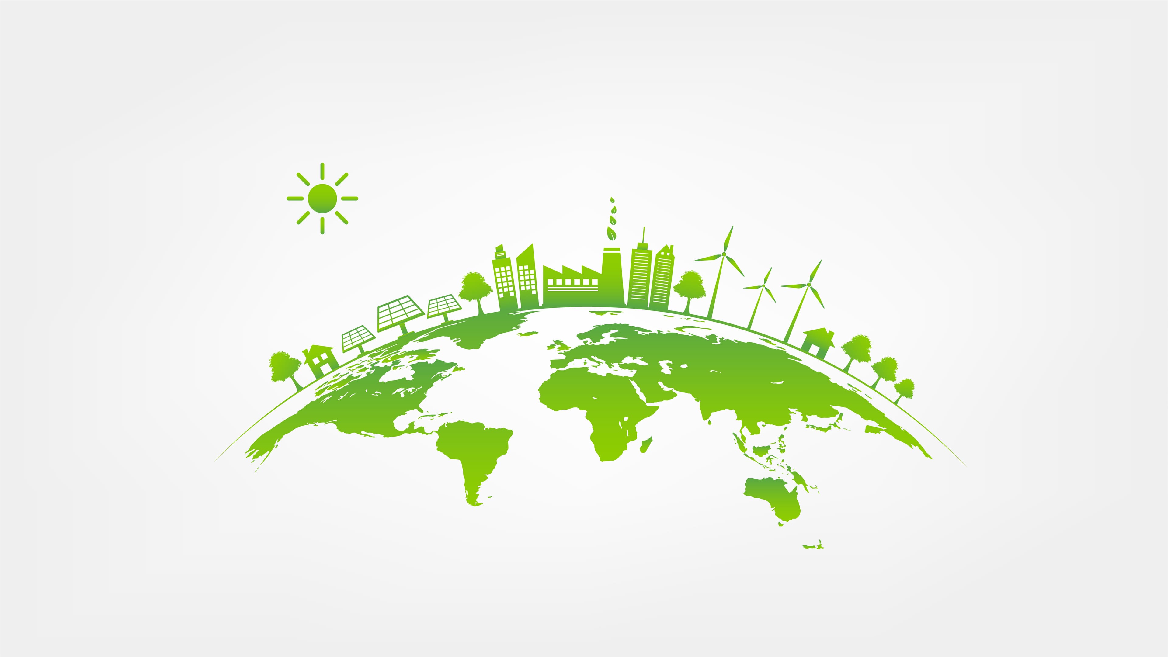 Eco friendly with green city on earth, World environment and sustainable development concept, vector illustration