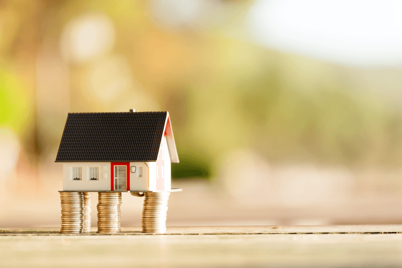 Model House in Mini Shopping Cart Concept on isolated Background